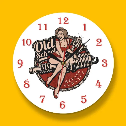 Vista 5 de The Geeky Days Garaje personalizado retro de la vieja escuela servicio de reparación de automóviles reloj de pared mecánico hombre cueva reloj