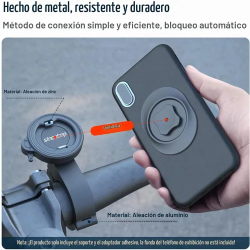 Vista 2 de Soporte de teléfono para bicicleta,Manillar de aluminio hacia fuera soporte