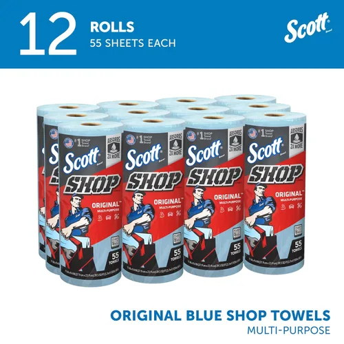 Vista 2 de Scott® Original (75147) - Toallas para taller, azules, (55 toallas por rollo, 12 rollos por caja, 660 toallas por caja)