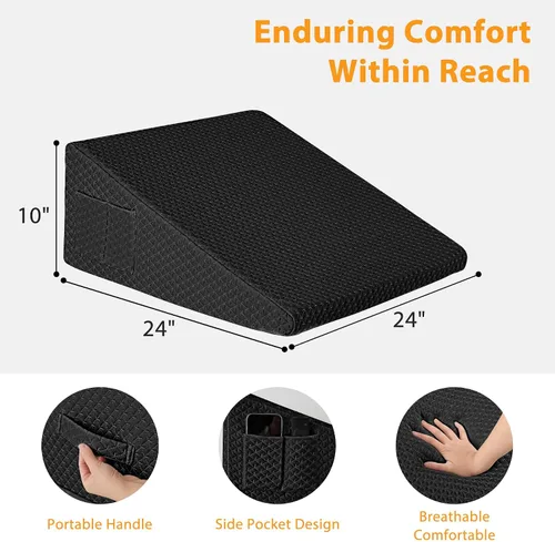 Vista 3 de Ruqmuis Almohada de cuña para reflujo ácido, almohada de cuña de cama para cabecero de 10 pulgadas, almohada de cuña para aliviar el dolor