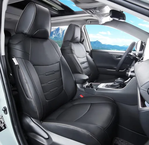 Vista 14 de Fundas de asiento RAV4 de ajuste personalizado, piel sintética impermeable para Toyota RAV4 2013-2018 (beige)