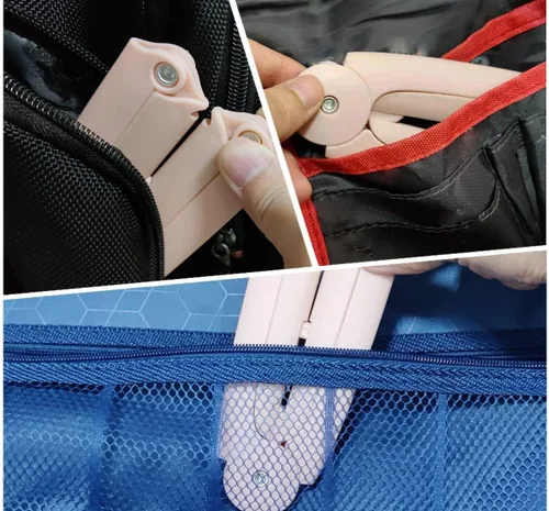 Vista 6 de Perchas plegables para ropa de viaje con clips, perchas portátiles de plástico para ropa, perchas de mano que ahorran espacio, estante de secado
