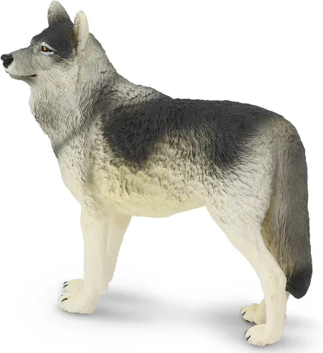 Vista 6 de Safari Ltd. Figura de juguete de lobo gris, figura detallada de plástico de 4.8 pulgadas, divertido juguete educativo para niños, niñas y niños a