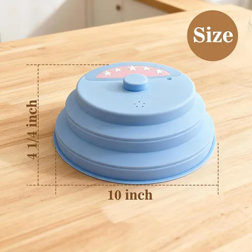 Vista 6 de Funda plegable para microondas con vaporizador de agua, cubierta de silicona para salpicaduras y tapa de vapor, 10 pulgadas, libre de BPA, apta