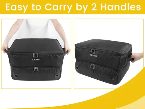 Vista 8 de YOREPEK Organizador de maletero de golf de 2 capas, regalos de golf para hombres con compartimento ventilado separado para 2 pares de zapatos