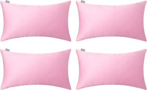 Vista 63 de Thmyo - Paquete de 4 fundas de almohada decorativas de 100 % algodón para lumbar, cómodas, sólidas, para Navidad/Halloween, fundas de cojín Blanco