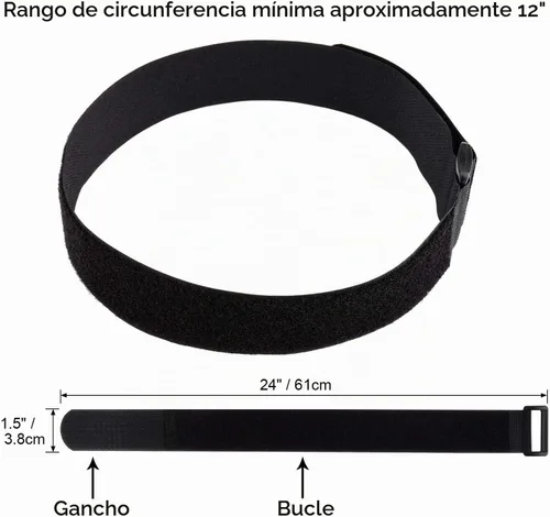 Vista 6 de Brida de cables de 1.5 x 24 pulgadas, paquete de 12 correas adhesivas de sujeción ajustable resistente con hebilla de anillo en D de plástico