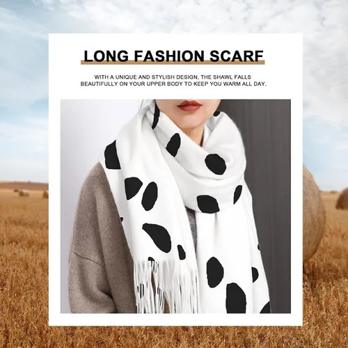 Vista 5 de Chales y envolturas para mujer, con estampado dálmata, cómodo, bufanda larga, bufandas cálidas de invierno