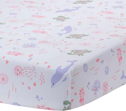 Vista 11 de Lambs & Ivy Baby Farm Animals - Sábana bajera ajustable para cuna, 100% algodón, color blanco