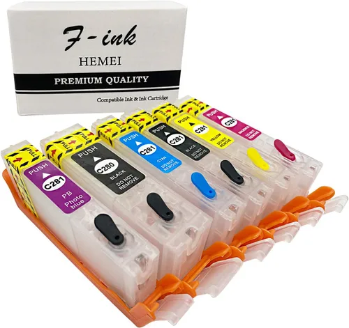 Vista 2 de Fink Cartuchos de tinta recargables vacíos de 6 colores de repuesto para Canon 280xxl 281xxl PGI-280XXL CLI-281XXL para impresora Pixma TS9120
