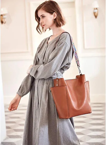Vista 3 de BOSTANTEN Bolso de cuero del cubo del diseñador Hobo bolsos de hombro conjunto con monederos del embrague paquete con la cartera de cuero