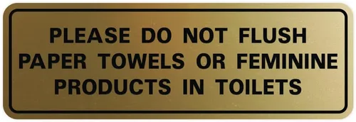 Vista 39 de All Quality Estándar Please Do Not Flush Toallas de papel o productos femeninos en inodoros puerta o pared Letrero Negro - Pequeño (1 paquete)