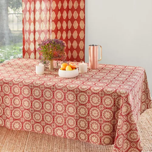 Vista 22 de Saffron Marigold Mantel redondo impreso a mano – Pink Dahlia Daydreams lujoso 100% algodón, lavable, para decoración del hogar, cocina, café o mesa