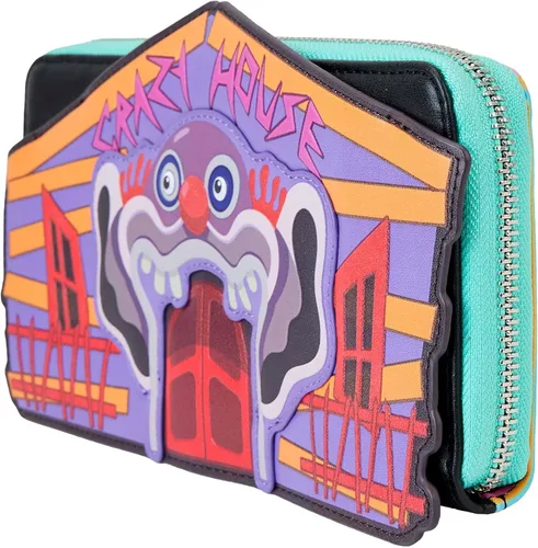 Vista 2 de Loungefly Billetera con cremallera MGM Killer Klowns from Outer Space Carteras de Halloween, Púrpura