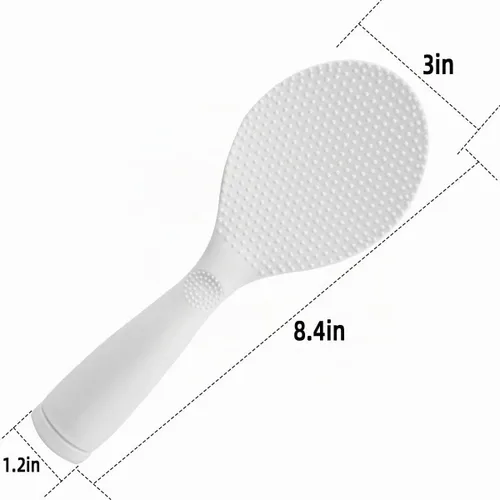 Vista 6 de 2 cucharas antiadherentes para servir arroz, pala de arroz, resistente al calor, color blanco