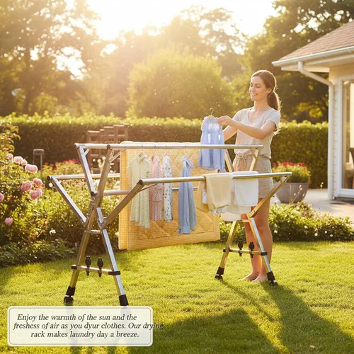 Vista 4 de This Retractable Stainless Steel Clothes Drying Rack, Foldable Laundry Drying Rack, Garment Rack and Clothesline Organizer for Indoor Or Outdoor