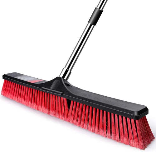 Vista 10 de MASTERTOP 24" Heavy Duty Push Broom with Ultra-Sturdy Adjustable Handle, 6-Layer Stiff Bristles Garden Yard Broom, Outdoor Sweeping Brush for