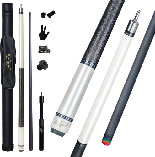 Vista 10 de Taco de Billar de Fibra de Carbono 12.5mm Punta Arcoíris Baja Deflexión Taco de Billar con Junta de Pin Uni-loc y Extensión Taco de Billar-20 oz
