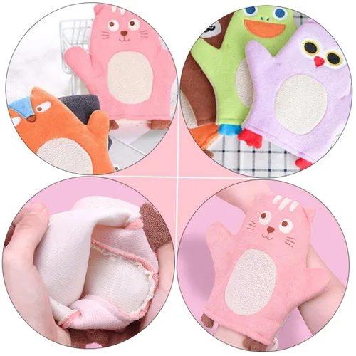Vista 5 de 6Pcs Bath Mitts Washcloths Soft Body Cleaning Gloves with Cartoon Patterns for Gentle Scrubbers for Bath Enjoyment and Delicate Skin Care