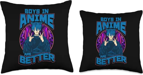 Vista 3 de Anime Shirt & Anime Gifts & Manga T Shirt by NLTS Boys in Anime are Better Japanese Senpai Boyfriend - Almohada de 16 x 16 pulgadas, multicolor