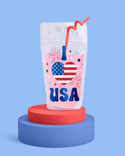 Vista 6 de xo, Fetti Bolsas de bebidas para fiestas del 4 de julio, 16 unidades, recuerdos de fiesta de Estados Unidos, suministros de fiesta de bandera
