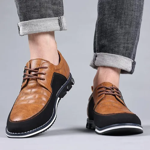 Vista 6 de Cosidram - Zapatos de piel informales y lujosos para hombre, cómodos, estilo mocasín, bajos y modernos con agujetas, color negro y marrón