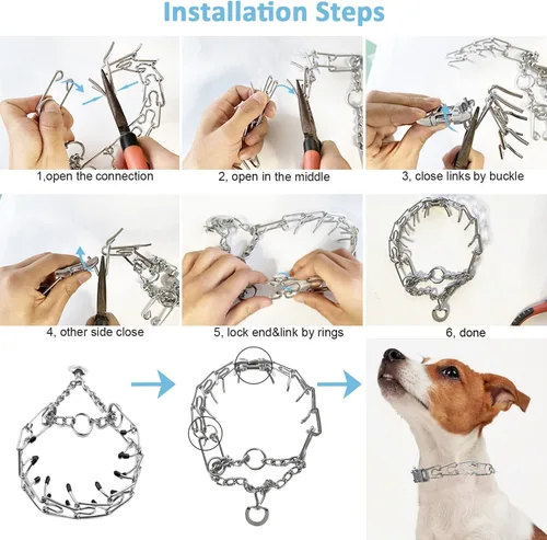 Vista 3 de Collar de perro de acero inoxidable con hebilla de liberación rápida, plateado