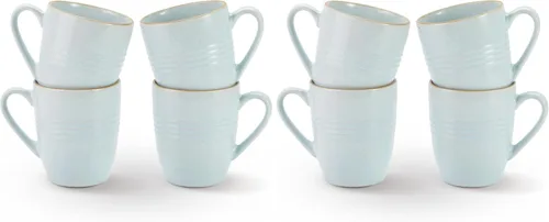 Vista 10 de Juego de Tazas de Café Famiware, Juego de 4 Tazas de 13 oz, Tazas de Gres para Café con Leche, Té Caliente, Mocha, Cacao, Capuchino, Aptas