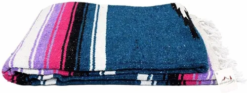 Vista 8 de Open Road Goods Manta de diamantes mexicanos – Manta de yoga pesada XL – Hecho a mano en México – Manta gruesa estilo serape bohemio estilo Saltillo