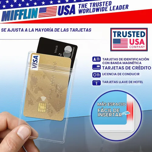 Vista 4 de Porta tarjetas vertical para tarjeta de identificación, de plástico transparente, resellable, resistente al agua Paquete de 10