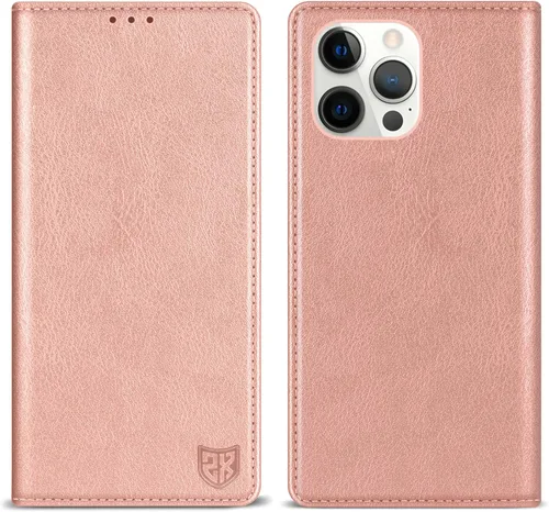 Vista 20 de ZZXX Funda tipo cartera para iPhone 15 con bloqueo RFID, soporte de ranura para tarjetas, funda protectora de cuero magnético fuerte plegable