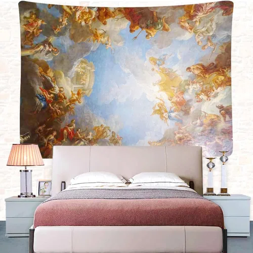 Vista 5 de UHOMETAP Tapices de decoración retro, Versalles Arte Francés Tapices Decorativos Pintura Europea Arte Decoración de Techo Apartamento Dormitorio