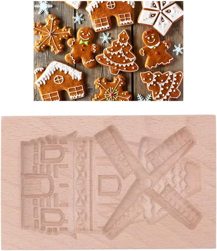 Vista 3 de Fdit Molde De Madera De Haya Para Galletas Galletas Crisp Lavable Biscuit Press Sello Para Cocina, Hornear (Molde De Madera De Haya)