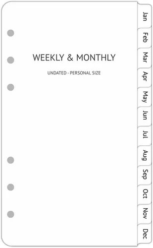 Vista 3 de Recambios de planificador A6 sin fecha, 2 páginas por semana con horario por hora, pestañas mensuales, páginas de notas adicionales, comienza