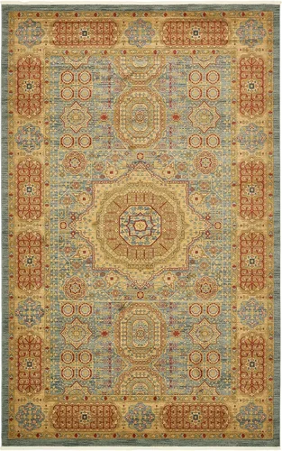 Vista 24 de Unique Loom Palace Collection - Alfombra bohemia tradicional, medallón, vintage (2 pies x 3 pies, rectangular, azul claro/bronceado)