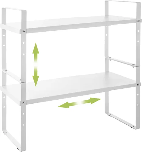 Vista 11 de Across-Star Organizador de estante de armario expandible y apilable, estantes de almacenamiento de mostrador de cocina ajustables en altura, estante