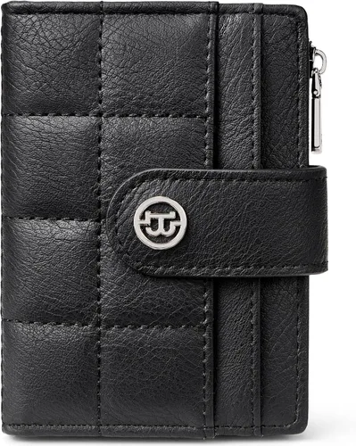 Vista 14 de BOSTANTEN - Cartera pequeña para mujer de cuero con bloqueo RFID, tarjetero plegable compacto con cremallera y bolsillo para monedas, Pequeña Beige