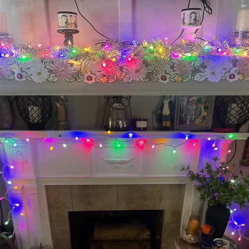 Vista 7 de GlowVibe Guirnalda de luces LED de Pascua, luces LED multicolor en forma de huevo, 120 V, certificado ETL, conectable, para exteriores, cable blanco