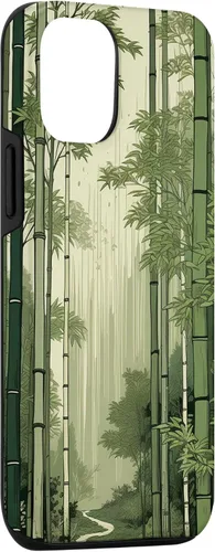 Vista 3 de Funda para iPhone 14 con diseño de bosque japonés de bambú vintage Ukiyo-e Art