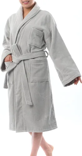 Vista 7 de Alpine Swiss Blair - Albornoz de velour de algodón y felpa para mujer, con cuello de chal, para spa Azul