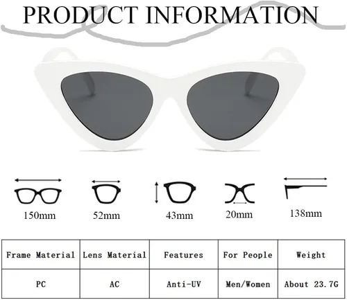 Vista 3 de FBHLZ Gafas de sol de ojo de gato retro para mujer, gafas de sol angostas ojo de gato, gafas de sol retro, accesorios de verano