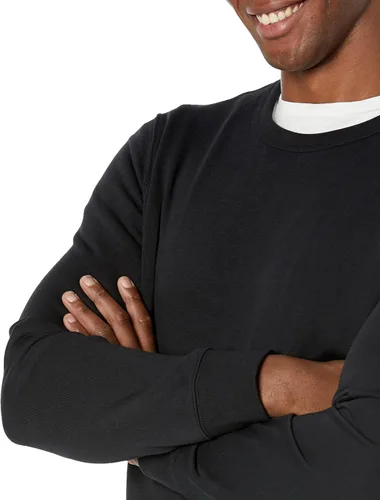 Vista 3 de Tienda Essentials Sudadera ligera de manga larga de rizo francés con cuello redondo para hombre (disponible en tallas grandes y altas)