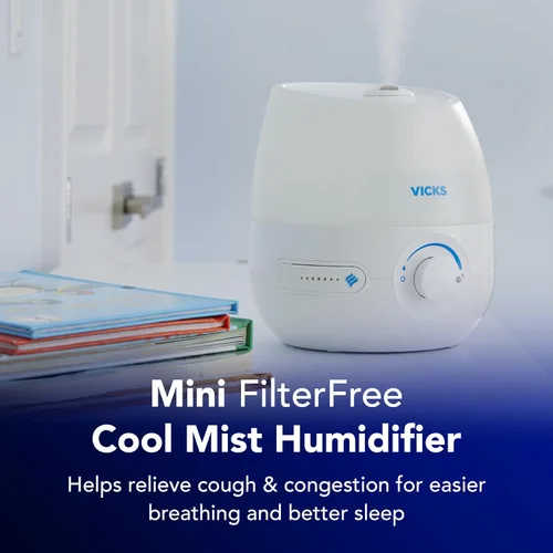 Vista 3 de Vicks Mini humidificador de vapor refrescante sin filtro, para habitación pequeña – Control de niebla variable – Funciona con Vicks VapoPads