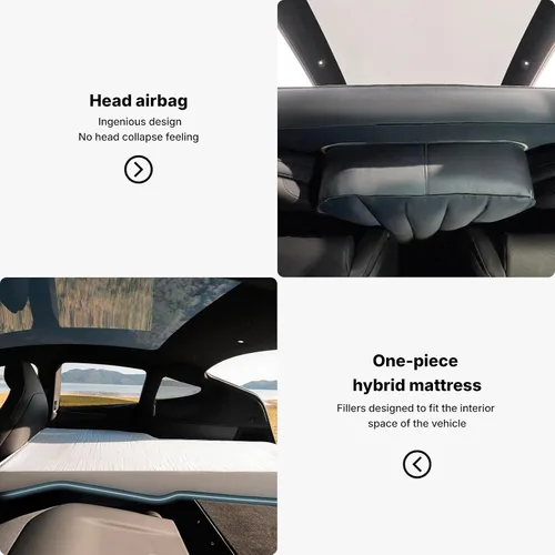 Vista 3 de Havnby FlatCore Backseat Car Camping Foam Mattress for Tesla Model Y L Full-width Foam Core, Center-aisle Support, Safe TPU, 80s Powered Pump Setup