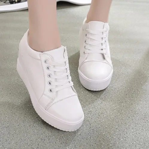Vista 5 de Zapatos de tacón alto para mujer suela suave color sólido elevador plataforma de plataforma para estudiantes