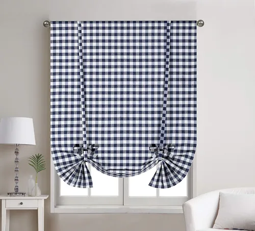 Vista 4 de Decotex 1 panel de cortina para ventana con bolsillo para cortinero a cuadros de búfalo (42 x 63 pulgadas, gris pardo/beige)