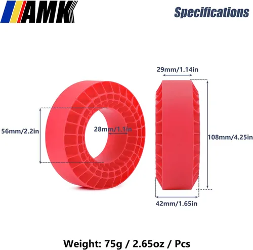 Vista 3 de AMK Inserto de espuma de silicona de 4.252x1.654 in para neumático de oruga 1.9, neumáticos de 1.9 pulgadas, relleno interior impermeable para 1/10