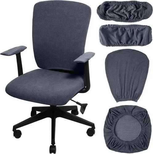 Vista 17 de Tallew Juego de 4 fundas protectoras universales para sillas de oficina, fundas de asiento elásticas para sillas de oficina, fundas para Negro