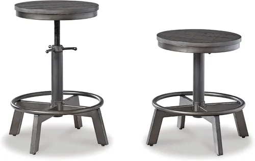 Vista 13 de Signature Design by Ashley Torjin Taburete industrial de 24 pulgadas de altura ajustable, 2 unidades, marrón