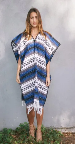 Vista 2 de Del Mex Poncho clásico de manta mexicana